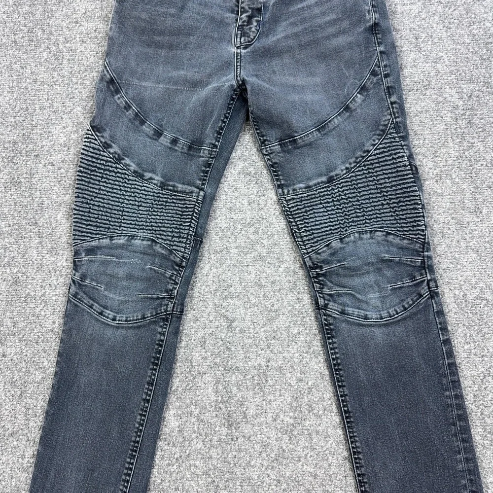 True Religion Rocco Moto Jeans Mens 29x31 Blue Relaxed Skinny Biker Denim Pants